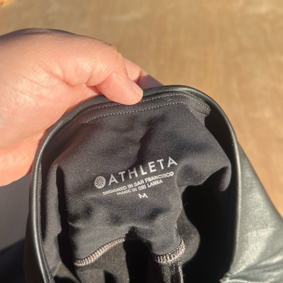 athleta vegan all over gleam tight stretchy leggings in black medium - Picture 5 of 8